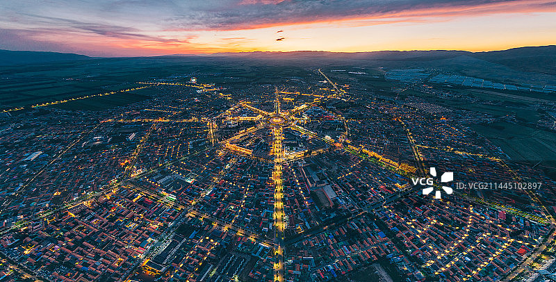 特克斯八卦城全景航拍图片素材