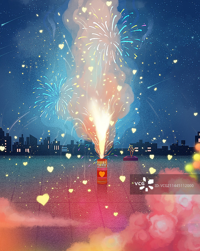 节日烟花，焰火，夜景图片素材