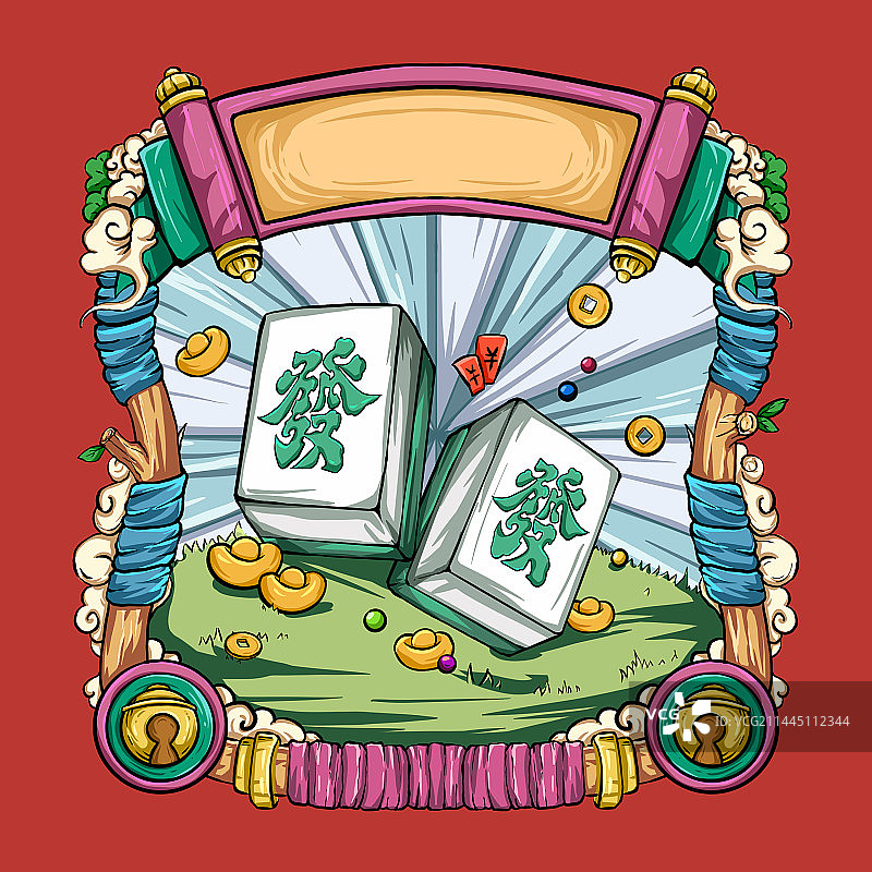 国潮财神麻将发发发图片素材