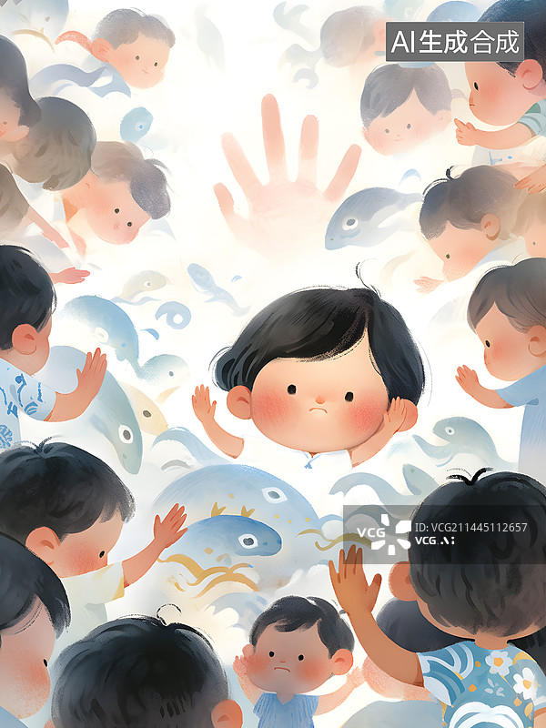 【AI数字艺术】欢呼雀跃的小朋友图片素材