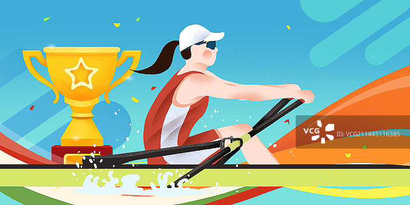 体育运动会大运会比赛运动项目女子赛艇插画图片素材