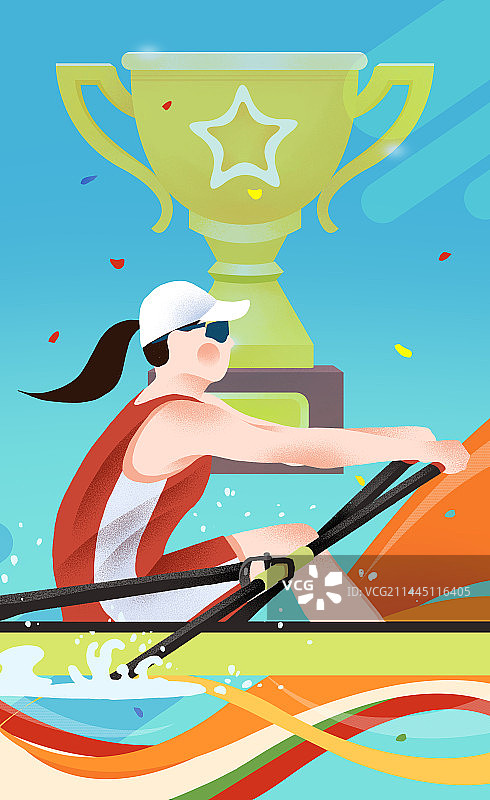 体育运动会大运会比赛运动项目女子赛艇插画图片素材