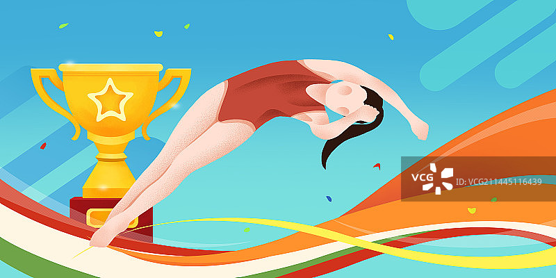 体育运动会大运会比赛运动项目女子跳水插画图片素材