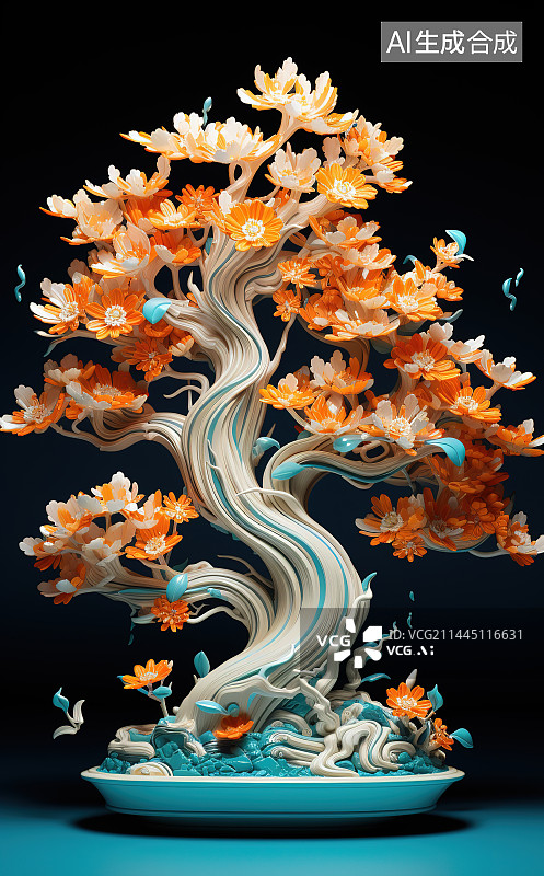 【AI数字艺术】黑色背景下的花朵特写镜头图片素材