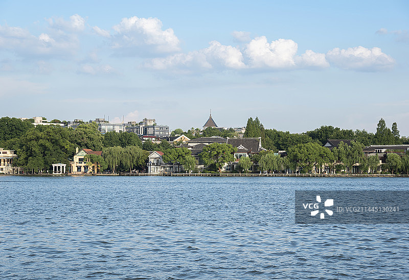 西湖黄昏-游船图片素材