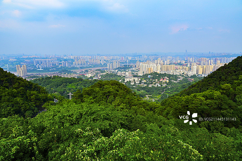 在歌乐山上航拍沙坪坝图片素材