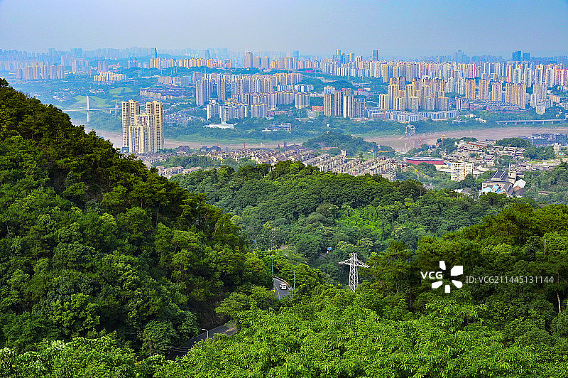 在歌乐山上航拍沙坪坝图片素材