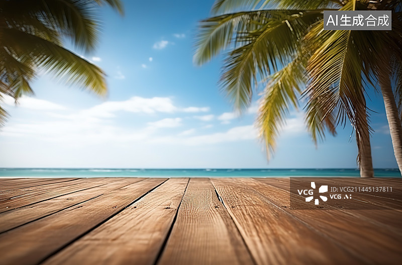【AI数字艺术】海滩棕榈树顶空景观图片素材