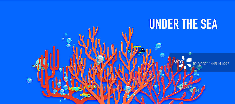 拯救海洋，纸艺珊瑚礁和鱼图片素材