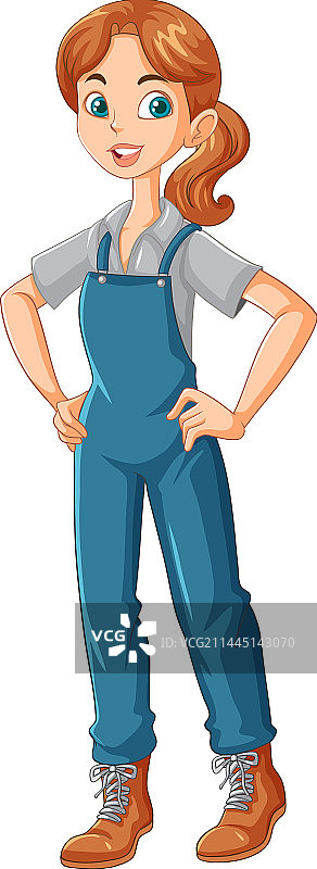 年轻女农民卡通人物图片素材