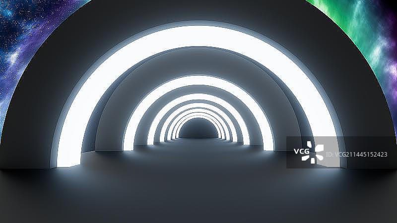 灯光和圆形隧道图片素材