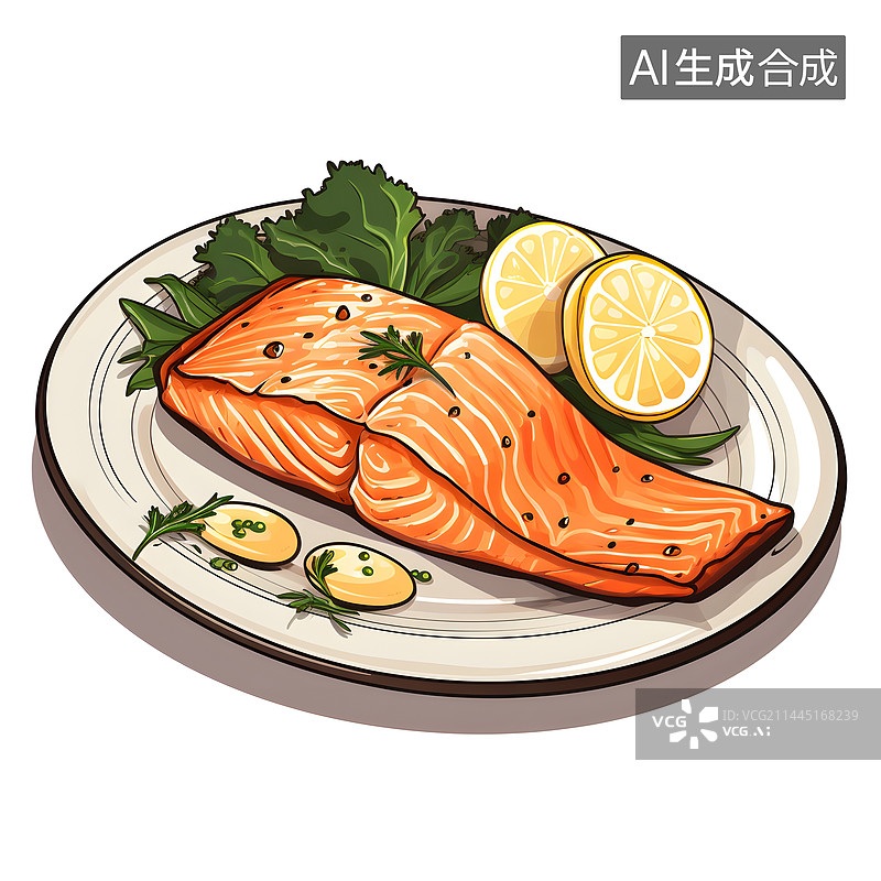 【AI数字艺术】AIGC:一盘三文鱼图片素材