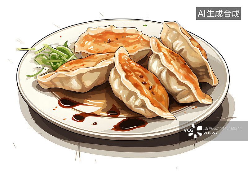 【AI数字艺术】AIGC:煎饺子 传统美食图片素材