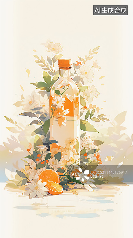 【AI数字艺术】橙汁饮料插画图片素材