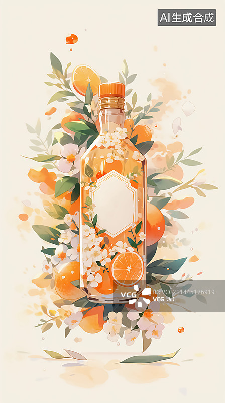 【AI数字艺术】橙汁饮料插画图片素材