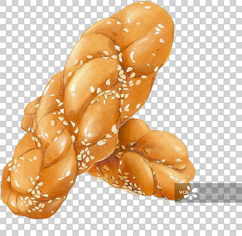 天津美食麻花-水彩元素图片素材