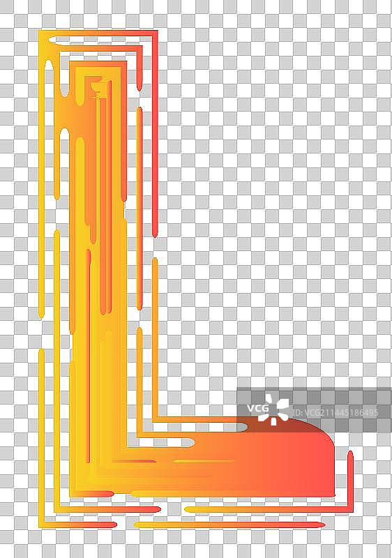 艺术线条渐变效果英文字母L免扣素材图片素材