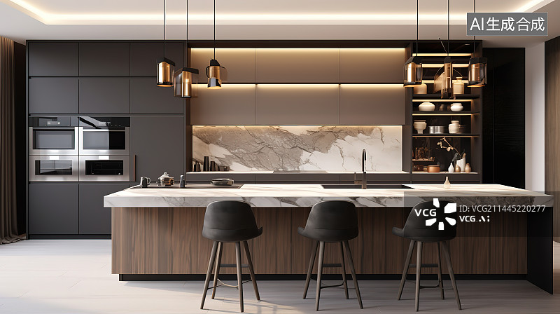 【AI数字艺术】假日别墅室内餐厅图片素材