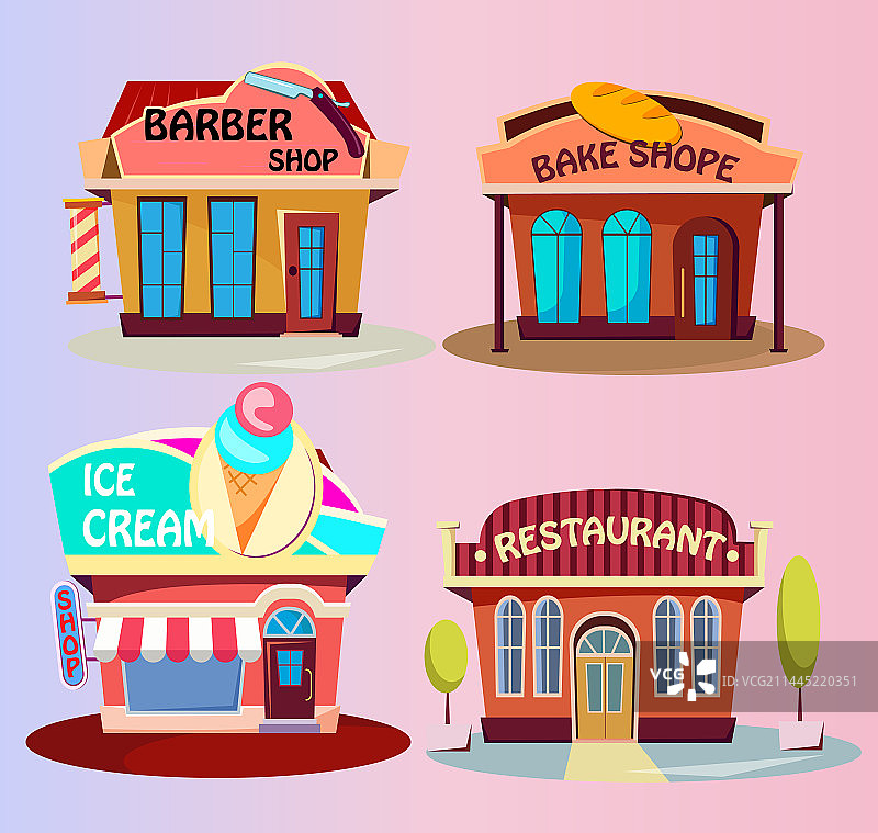 商店咖啡馆外部场景图片素材