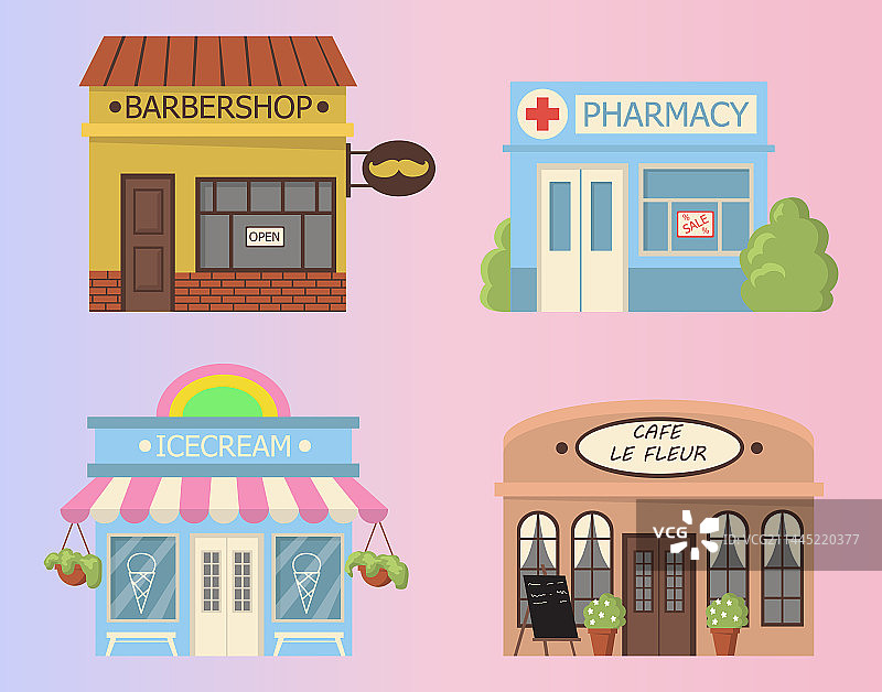 商店咖啡馆外部场景图片素材