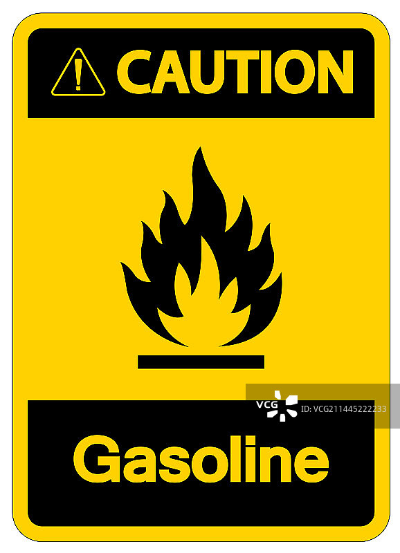 白色背景上的汽油符号警告标志图片素材