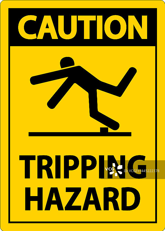 白色背景上的小心绊倒危险标志图片素材