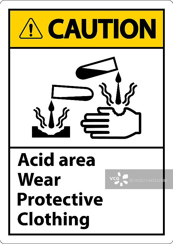小心酸性区域，请穿防护服标志图片素材