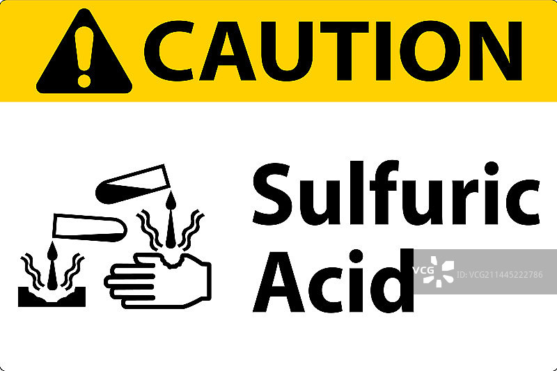 白色背景上的硫酸警告标志图片素材