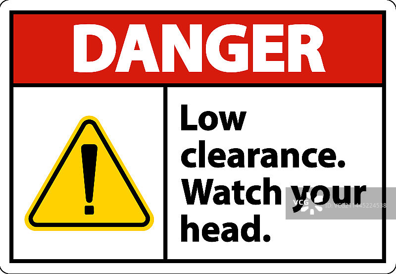 白色背景上的“小心碰头”标志图片素材