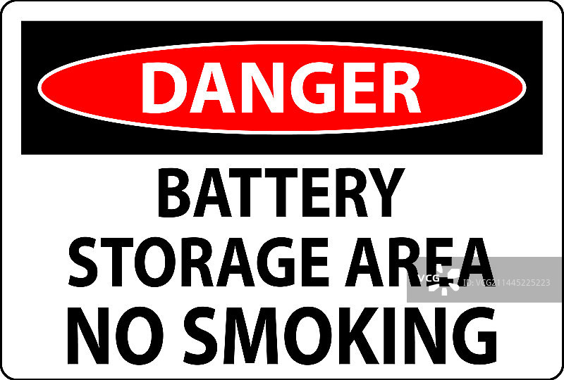 电池存储区域禁止吸烟危险标志图片素材