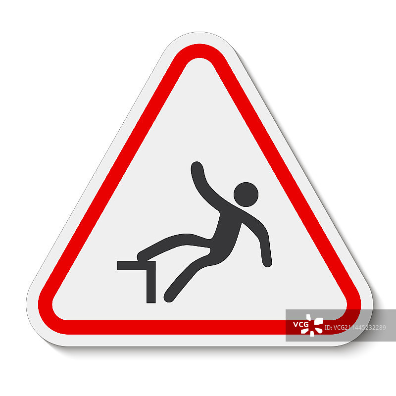 小心滴落符号标志，在白色上隔离图片素材