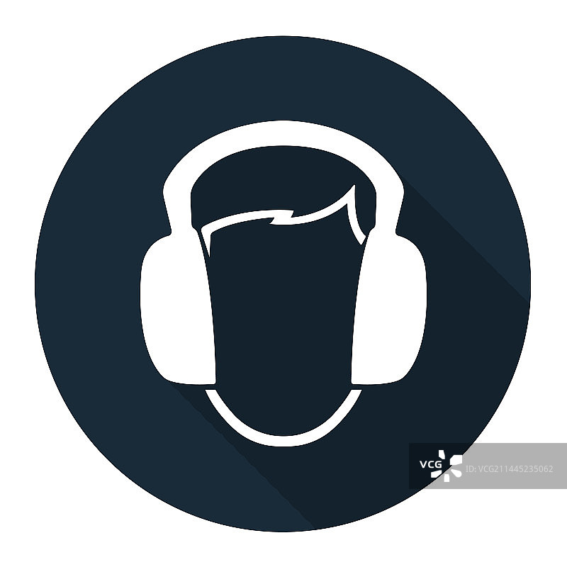 黑色背景上的耳罩佩戴符号图片素材