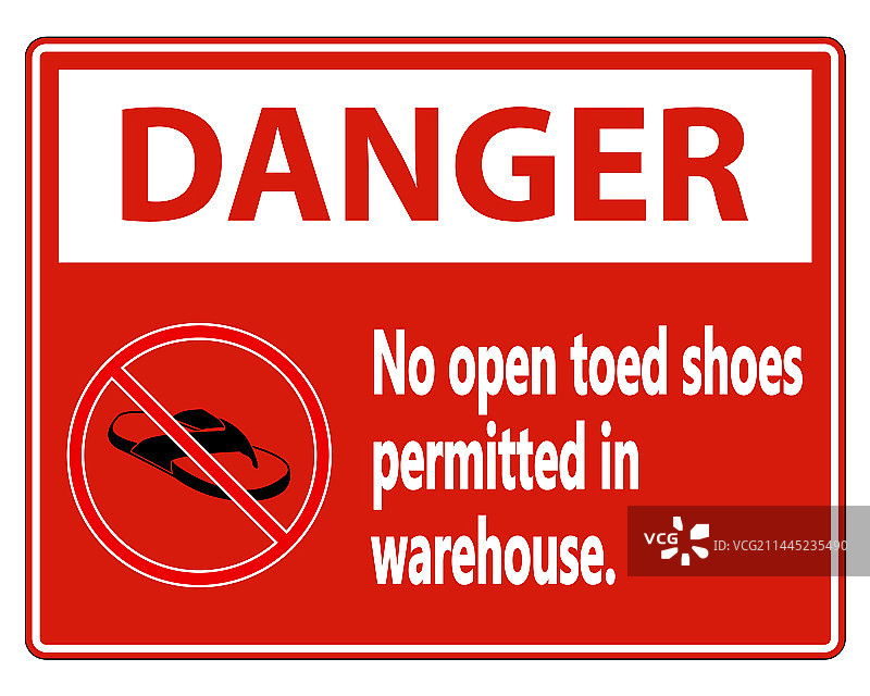 禁止穿露趾鞋警示牌图片素材