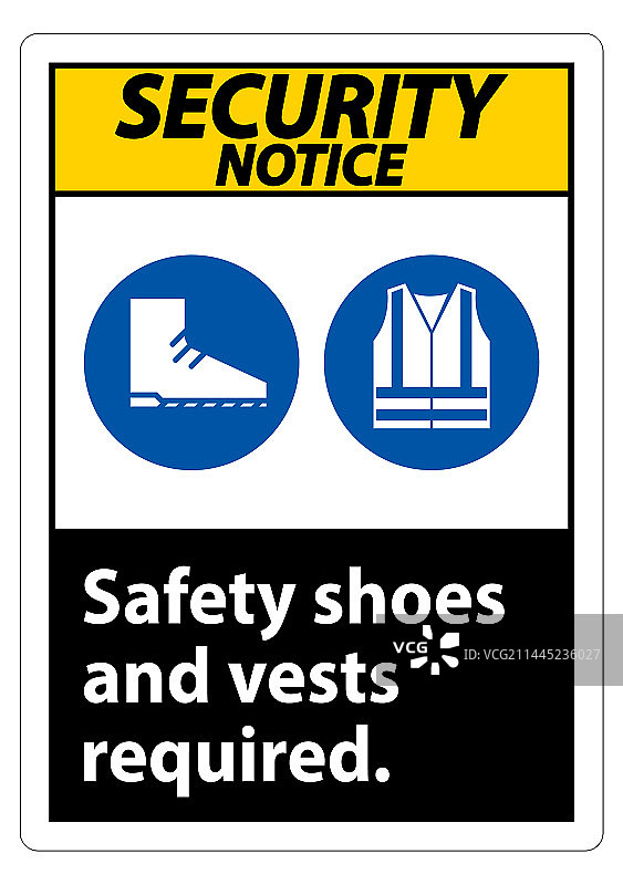 安全提示标志、安全鞋和背心图片素材