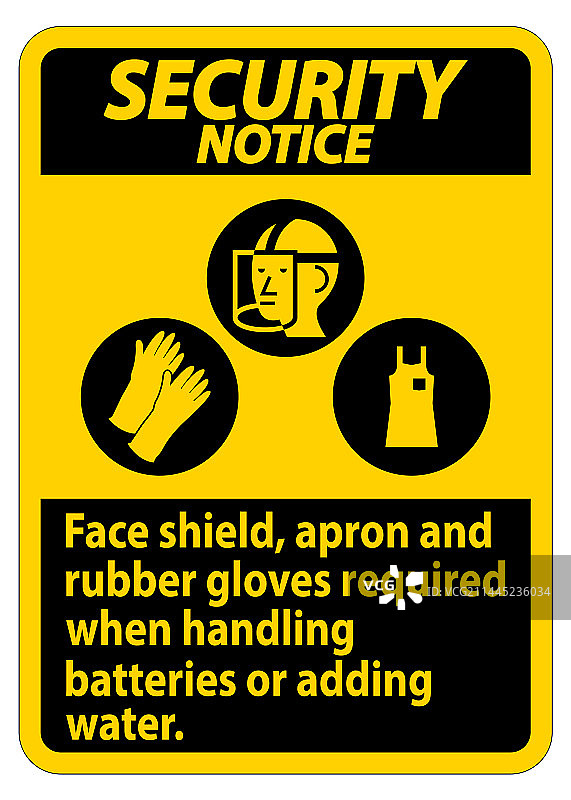 安全告示牌面罩围裙和橡胶图片素材