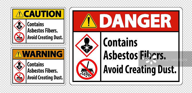 标签：含石棉纤维，避免扬尘图片素材