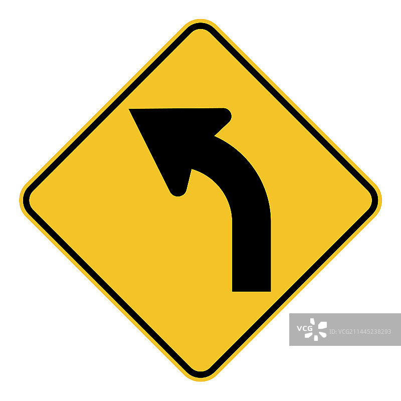 前方左弯标志图片素材