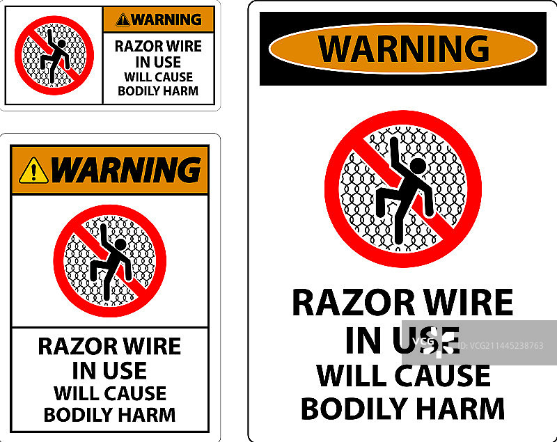 使用中刀片刺网的警告标志会造成身体伤害图片素材