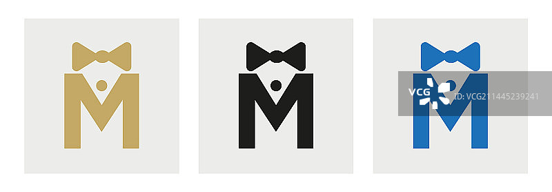 字母M商务领带Logo西装Logo设计图片素材