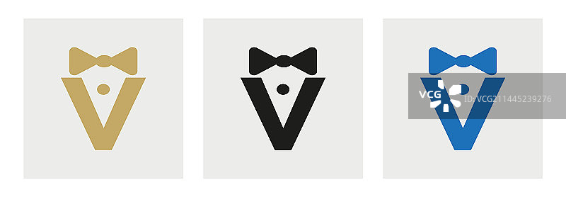字母V商务领带西装标志设计图片素材