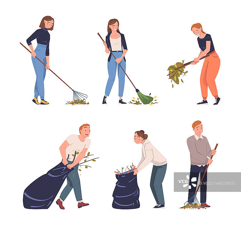 志愿者捡拾垃圾图片素材