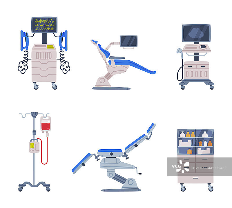 不同的医疗设备和诊断装置图片素材