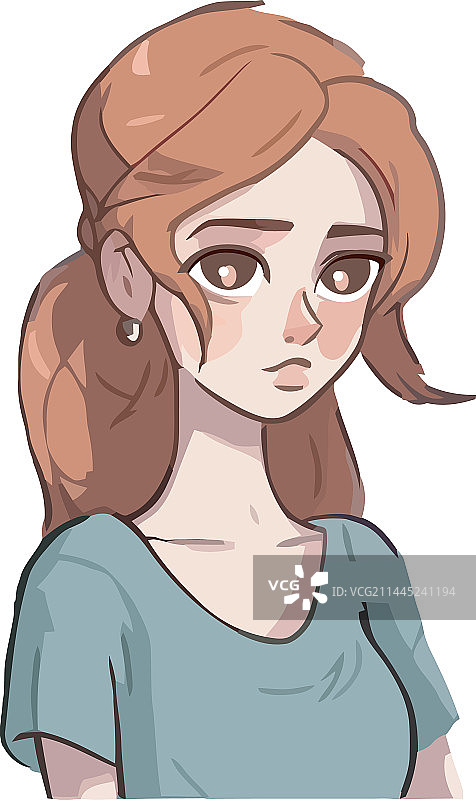 看着镜头的棕发可爱女人图片素材