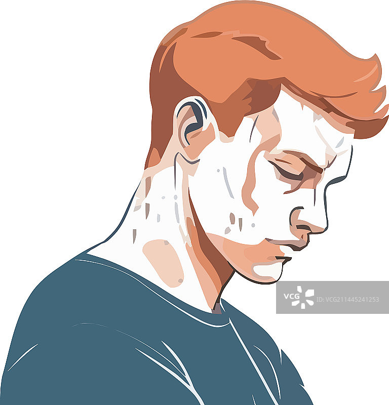 沮丧男人的侧面照图片素材