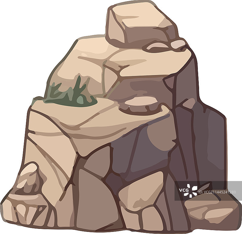 石头和草地自然图标图片素材