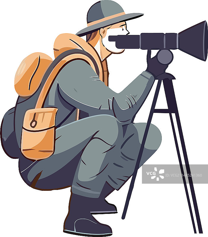 手持望远镜的男人图片素材
