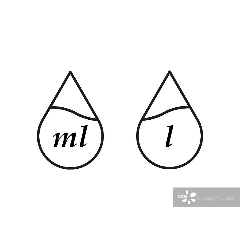 升图标液体滴落容量L和ml图片素材