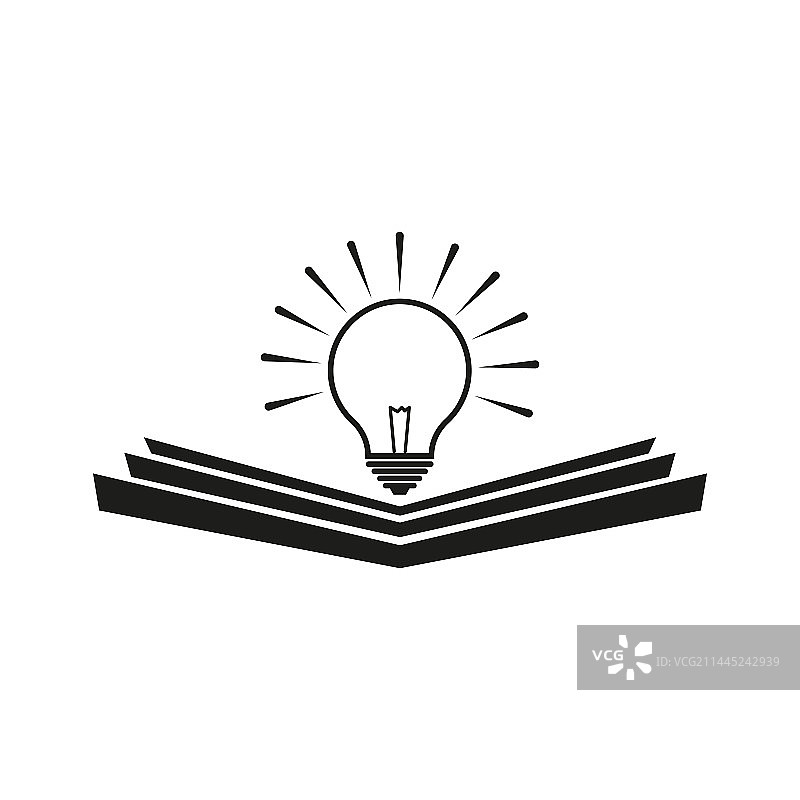 打开的书本与灯泡，象征理解与智慧图片素材