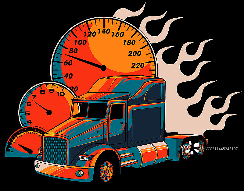 带里程表的卡车图片素材