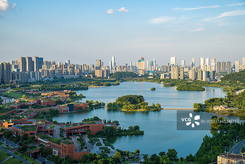 航拍湖南长沙西湖公园城市风光图片素材